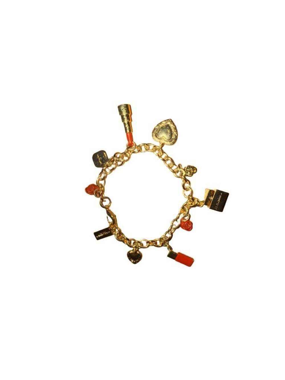 Dolce & Gabbana Bracelet Charm Bracelet Gold Tone Lipstick Signed Branded